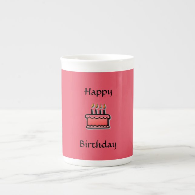 Gâteau rose Joyeux Anniversaire Chine Mug (Devant)