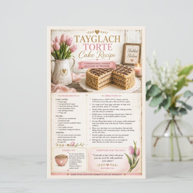 Gâteau Tayglach Torte, Fleur Rose Rustique Fermett (Debout devant)