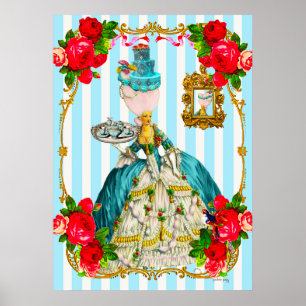 Gâteaux de bleu de Marie Antoinette et affiche de