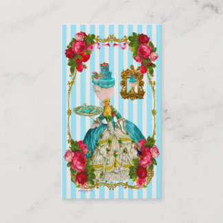Gâteaux de bleu et carte de visite de thé de rose