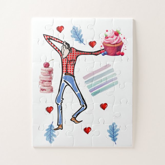 Gâteaux Puzzles Couleurs Pastel Mignon Fraise  (Vertical)
