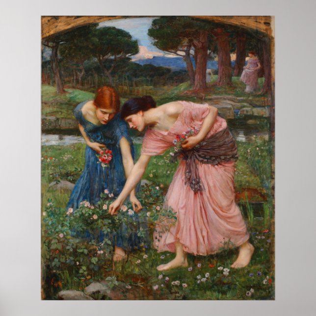 Gather Ye Rosebuds Poster By John W. Waterhouse (Devant)