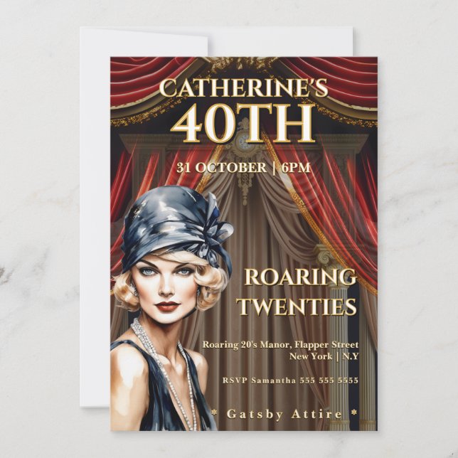 Gatsby 40th Birthday Party Invitation (Devant)