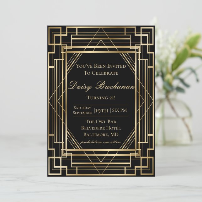 Gatsby Anniversaire Invitation Roaring 20s Fête (Debout devant)