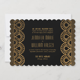 Gatsby Gold Art Déco Inspiré Faire-part de mariage