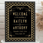 Gatsby Mariage Art déco des années 1920 vintage Ac<br><div class="desc">Célébrez dans le style grâce à cette enseigne d'accueil mariage de style art déco vintage des années 1920. Le libellé de l'exemple est facile à modifier en utilisant cette section personnalisée et vos invités de dîner seront ravis de voir ce fabuleux panneau d'accueil. Les éléments correspondants se trouvent dans la...</div>