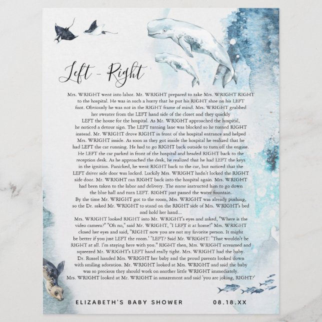 Gauche - droite | Jeu Baby shower (Devant)