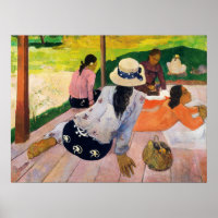 Gauguin La Sieste Affiche d'art tahitienne vintage