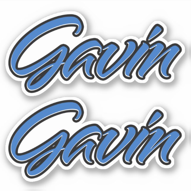 Gavin Nom autocollant Stickerset bleu (Devant)