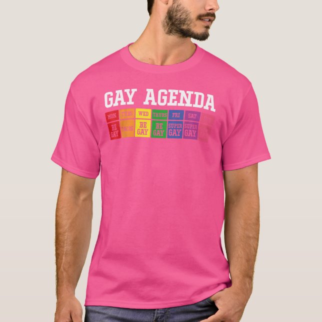 Gay Agenda T-Shirt Pride Love LGBT Tee (Devant)