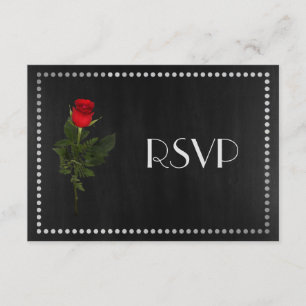 Gay Elegant Noir et Argent RSVP avec Rose