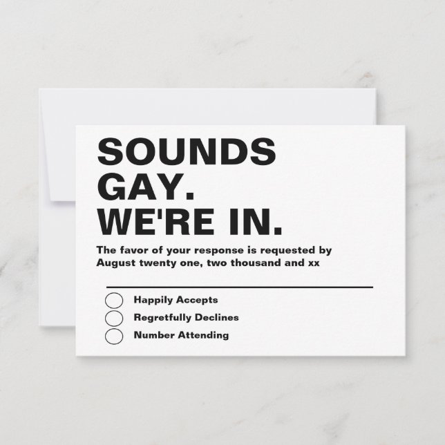Gay Mariage Sonne Gay Im Dans RSVP (Devant)