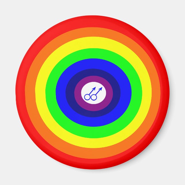 Gay Men Round Rainbow Magnet (Devant)