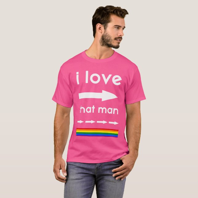 Gay pride J'Aime Cet Homme Droite Arrow T-shirt (Devant entier)