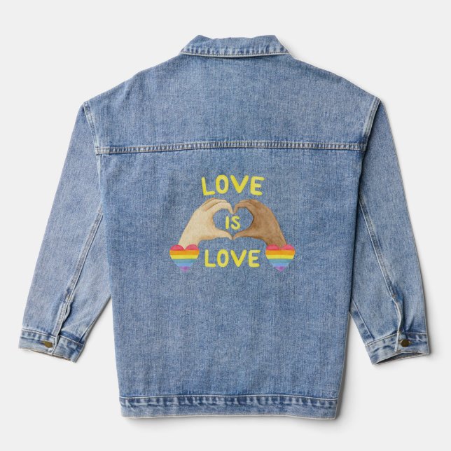 Gay pride Rainbow Heart Femme Denim Veste (Verso)