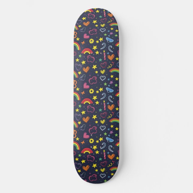 Gay pride Rainbow Hearts LGBTQ+ Skateboard (Recto)