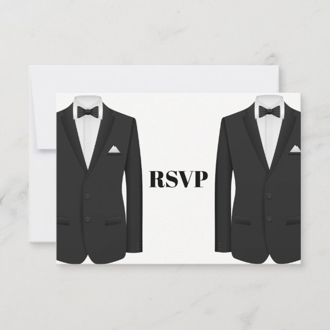 Gay Tuxedo Faire-part de mariage RSVP (Devant)