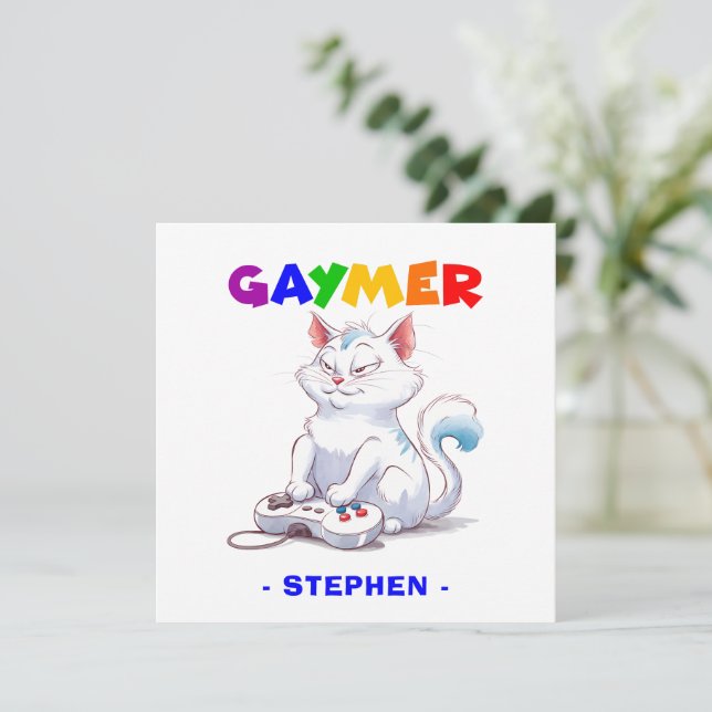 Gaymer - Rainbow Gaming Cat avec console | LGBTQ (Debout devant)