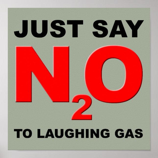 Gaz hilarant Oxyde nitreux N2O Affiche Signe Drôle (Devant)