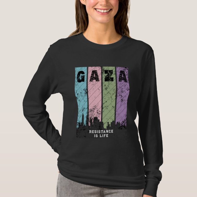 Gaza T-shirt de protestation à manches longues | S (Devant)