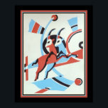 Gazelle Art déco 1930<br><div class="desc">Affiche Art Déco Gazelle de Serge Gladky en corail et turquoise - 16x20 vu ici. Disponible dans d'autres tailles.</div>