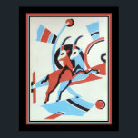 Gazelle Art déco 1930<br><div class="desc">Affiche Art Déco Gazelle de Serge Gladky en corail et turquoise - 16x20 vu ici. Disponible dans d'autres tailles.</div>