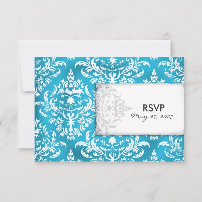 GC | Erika Vintage Turquoise Damask RSVP (Devant)