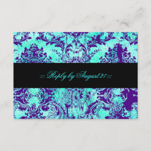 GC Vintage Turquoise et pourpre Damask RSVP
