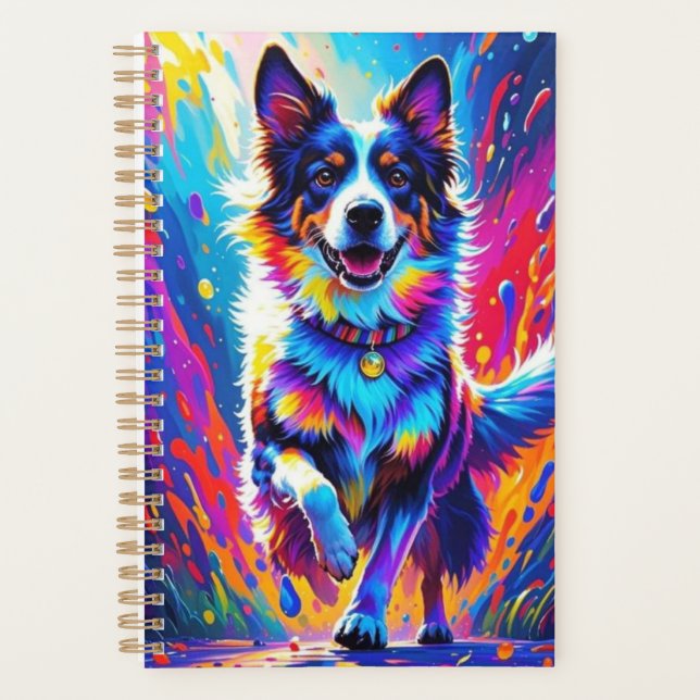 Géant coloré heureux jouant chien drôle, splash (Devant)
