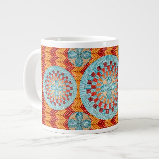 Géante Conception orange de tasse de Chevron de fleur (Devant gauche)