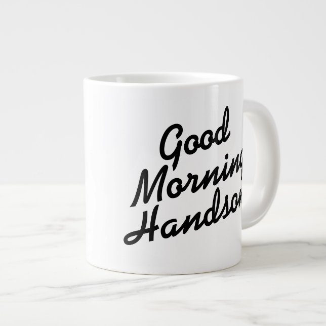 Géante Good Morning Belle tasse de jumbo noir et blanc (Devant droit)