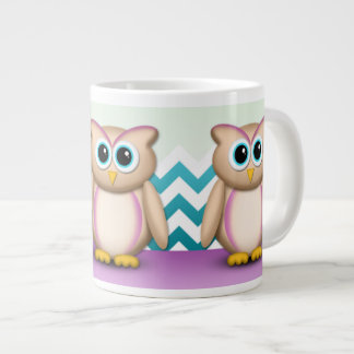 Géante Hibou mignon - pourpre et tasse de Chevron 20oz de