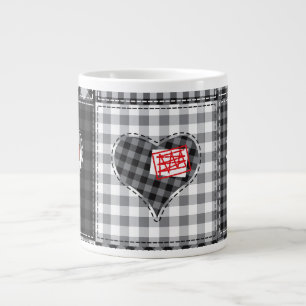 Géante Tasse à café patchwork quilt en forme de cœur