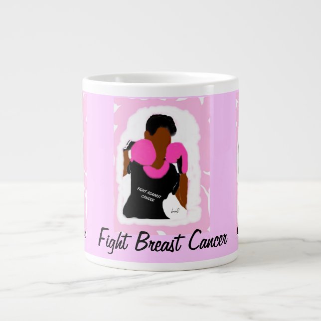 Géante Tasse de spécialité   de cancer du sein de combat (Devant)
