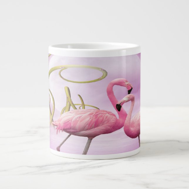 Géante Tasse rose lunatique d'éléphant de Flamants roses (Devant)