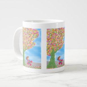 Géante Tricycle enorme de tasse sous un arbre magique