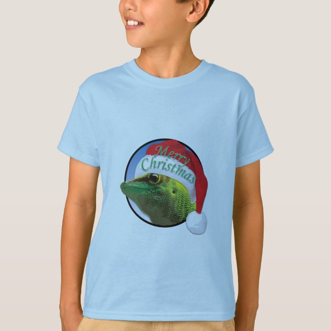 Gecko de Noël - T-shirt de base pour enfants (Devant)