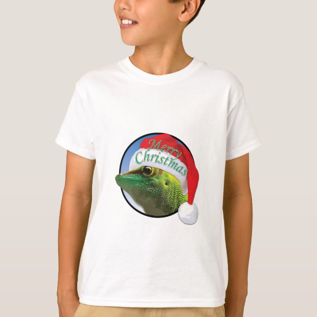 Gecko de Noël - T-shirt de base pour enfants (Devant)