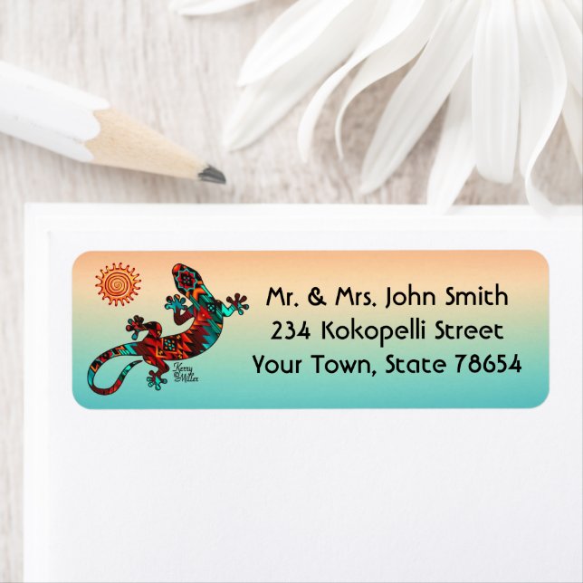 Gecko Lizard Et Sun Étiquette (En situation)