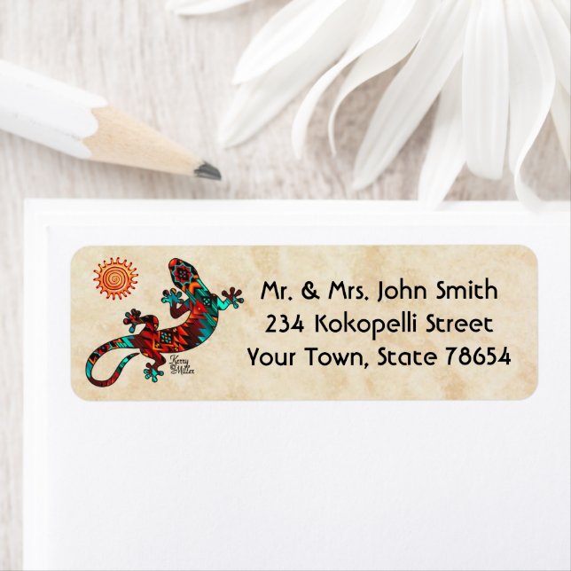 Gecko Lizard Et Sun Étiquette (En situation)