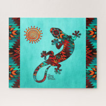 Gecko Lizard Et Sun Jigsaw Puzzle Puzzle