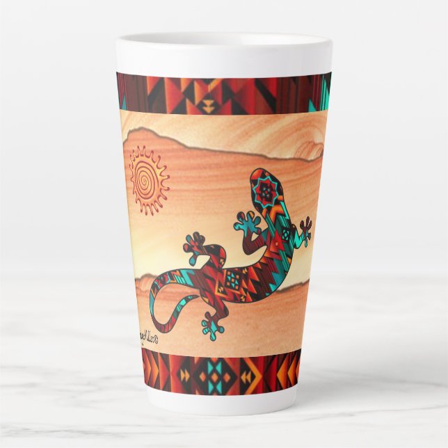 Gecko Lizard Et Sun Latte Mug (Devant)