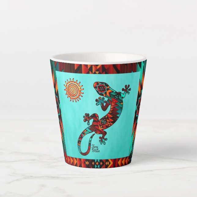 Gecko Lizard Et Sun Latte Mug (Devant)