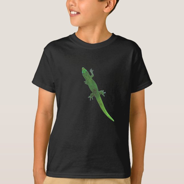 Gecko numérique sur le T-shirt du garçon (Devant)