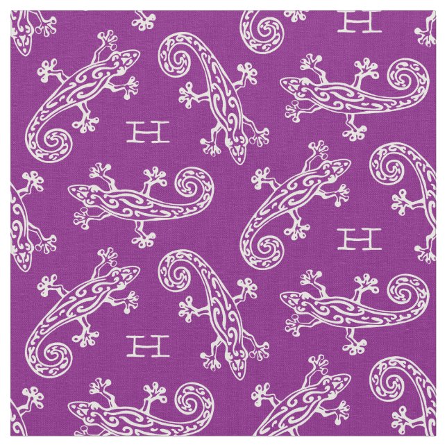 Geckos reptile motif personnalisé tissu pourpre (Fermer)