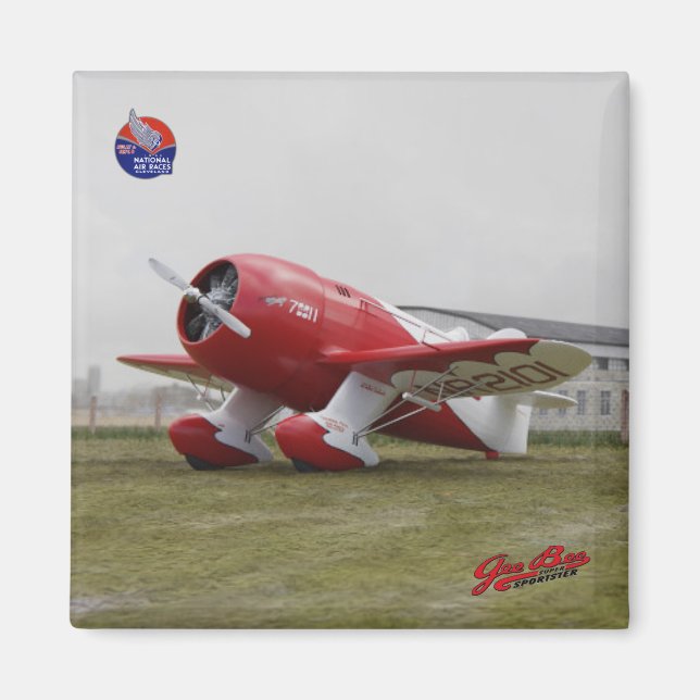 Gee Bee Super Sportster R-2 2 pouces Magnet Carré (Devant)