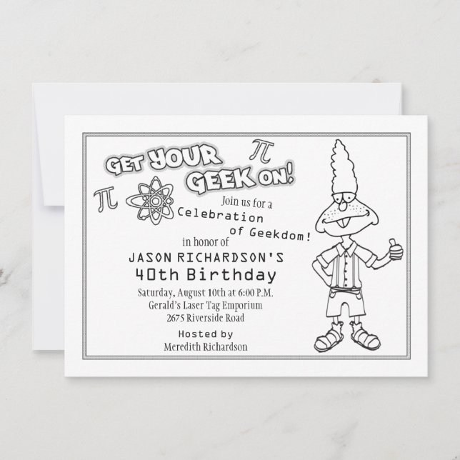 Geek Nerd Thème 40e anniversaire Invitation (Devant)