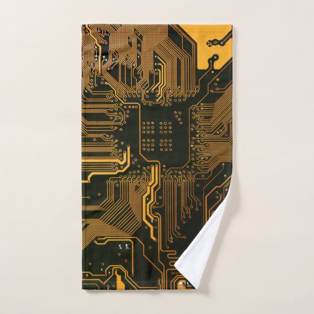 Geek Sortie carte circuit électronique orange PCB  (Serviette à main)