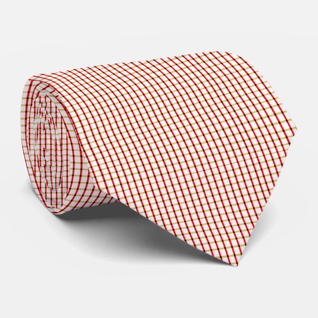 GEEKLEY cravate carreaux beige-rouge (Roulé)