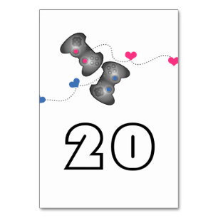 Geeky Gamers Mariage Carte de table rose bleu